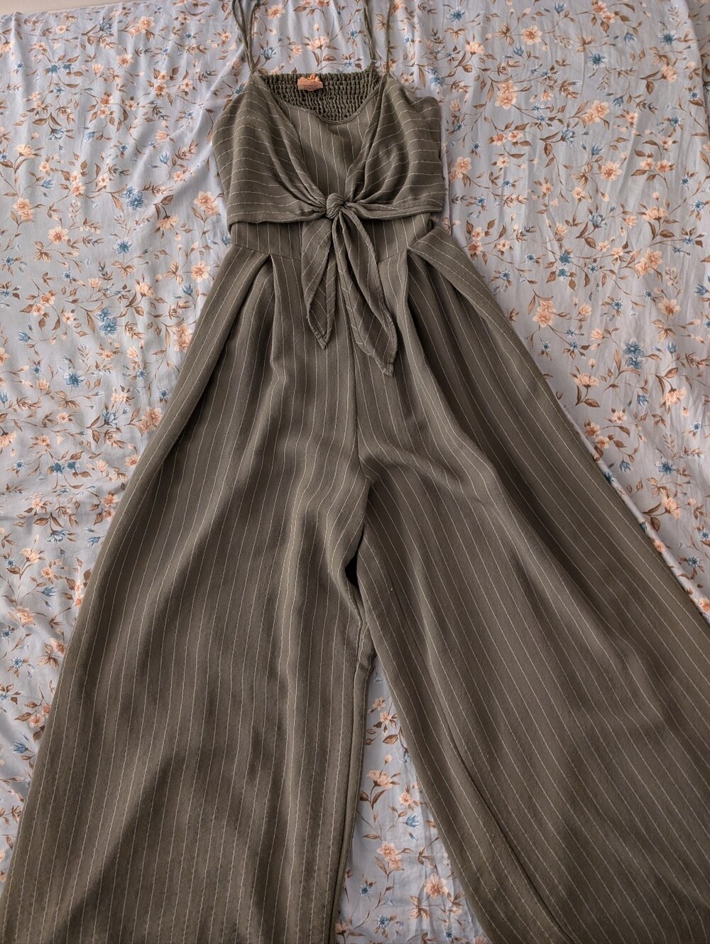 Flying Tomato Olive Green Open Back Jumpsuit